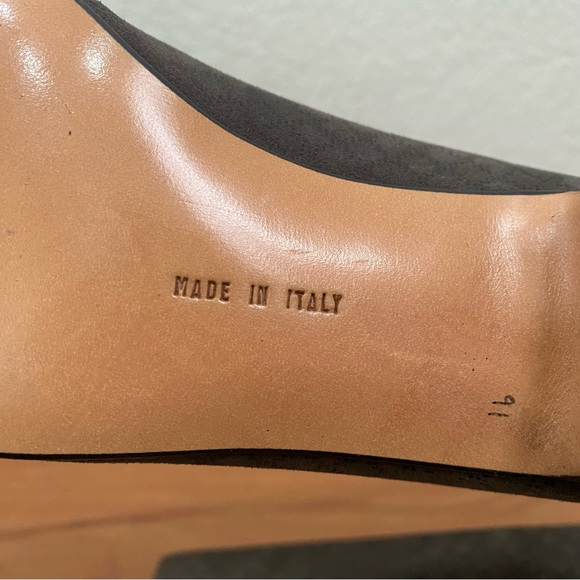 Vintage SALVATORE FERRAGAMO Taupe Diamond Print Suede Low Heel Pumps Size 6 AAAA - Picture 14 of 15